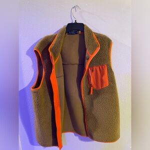 Polo Ralph Lauren Tan & Orange wool vest sz XL